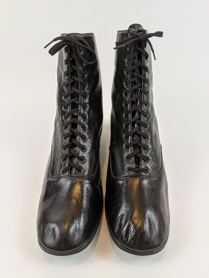 1930s Black Lace Up Boots | Approx Sz 7-7.5