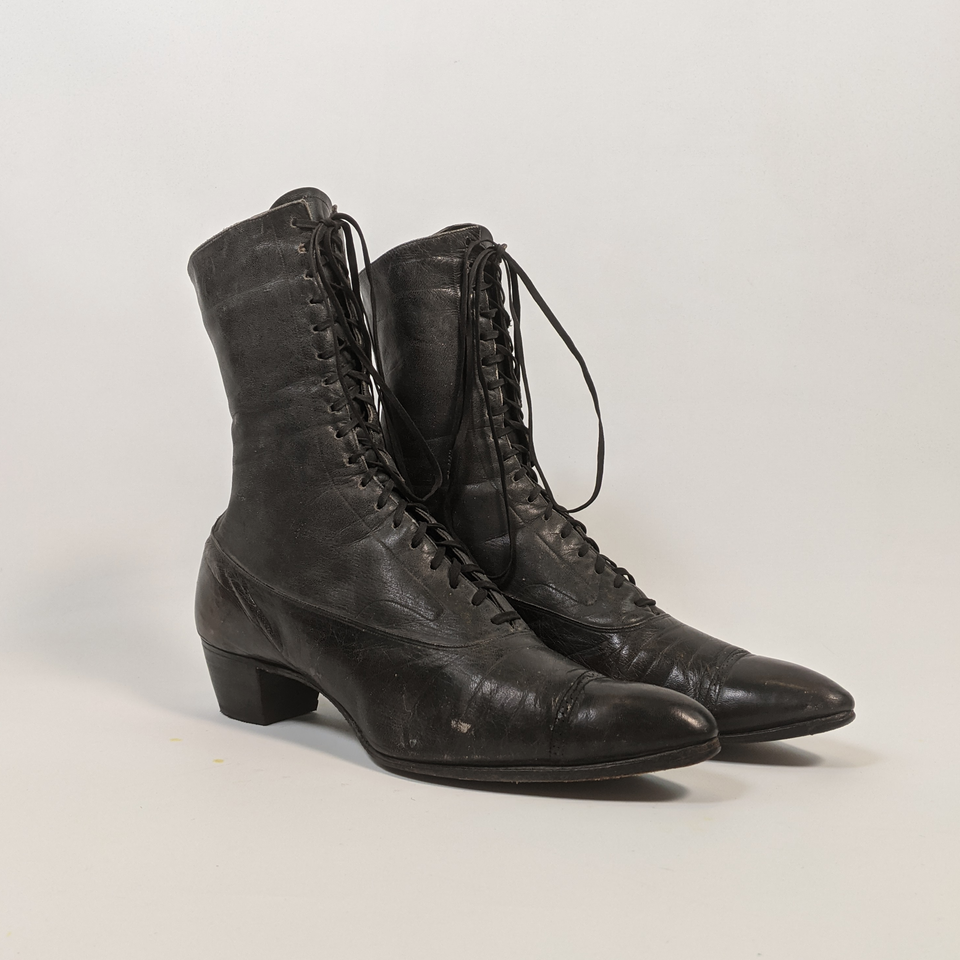 1910s-20s Black Boots | Approx Sz 8-8.5