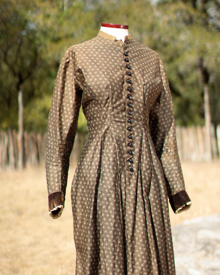 c. 1880s Brown Calico Dress