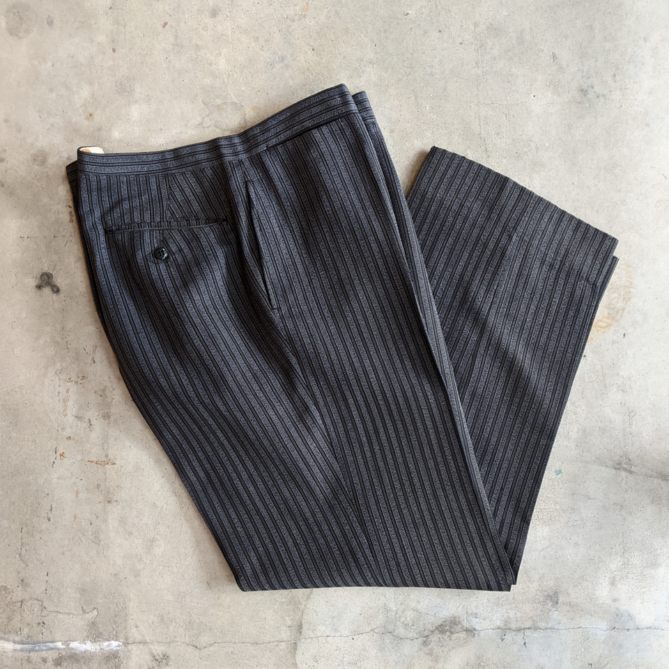 1920s-1930s Striped Wool Trousers | 39" Waist