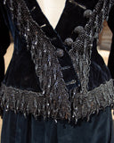 c. 1880s Beaded Black Velvet Bodice