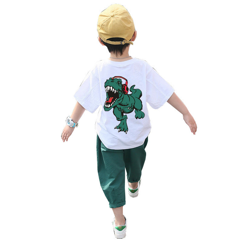 Boys Summer Outfit Set – Cotton Cartoon Short Sleeve Kids Two-Piece Clothing
