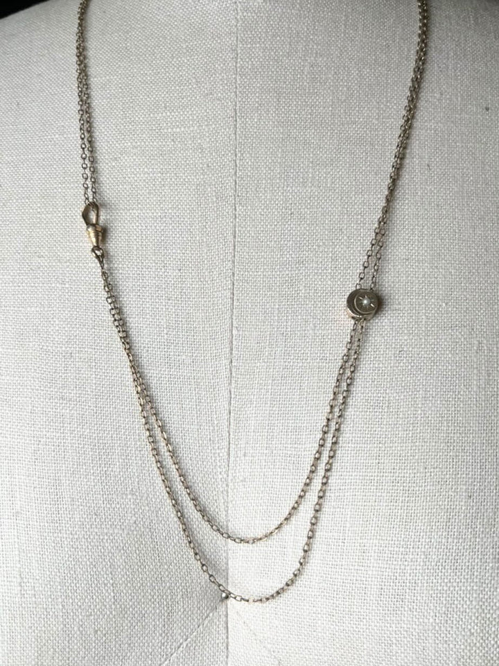 c. 1890s-1900s Gold Filled Celestial Slide Long Guard Chain