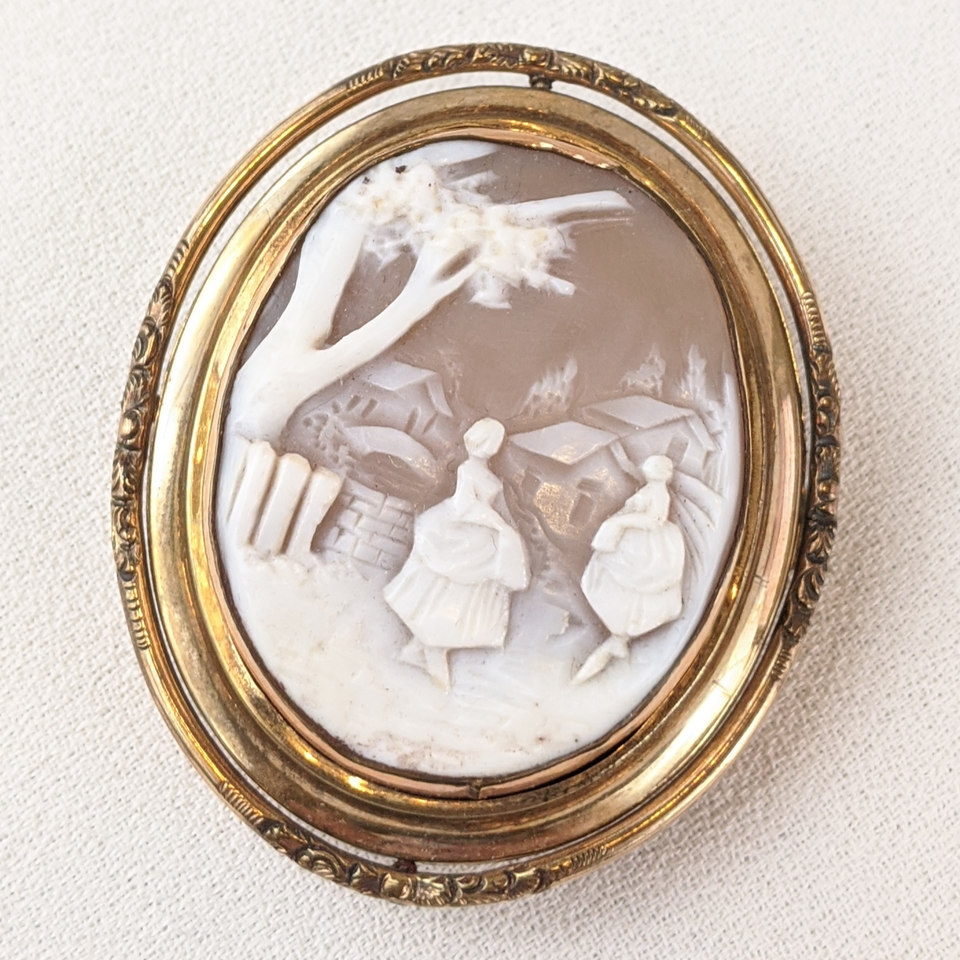 Victorian Swivel Cameo Photo Brooch - Double Sided