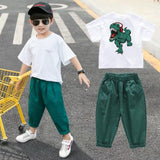 Boys Summer Outfit Set – Cotton Cartoon Short Sleeve Kids Two-Piece Clothing