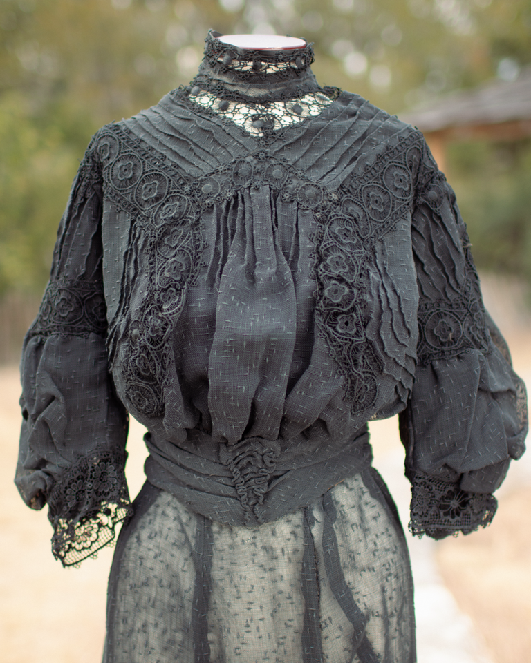 Early 1900s Black Lace Dress Set