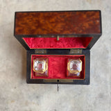 19th c. Walnut Burl Music Box + Perfume Case