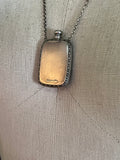 Art Deco Silver Guilloche Enamel Yellow Perfume Bottle Necklace