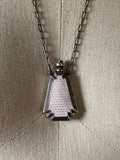 Art Deco Silver Guilloche Enamel Purple Perfume Bottle Necklace