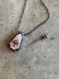 Art Deco Silver Guilloche Enamel Purple Perfume Bottle Necklace
