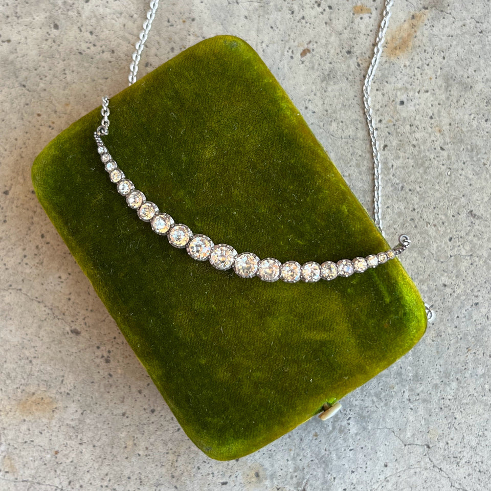 c. 1900s Silver Crescent Moon Conversion Necklace