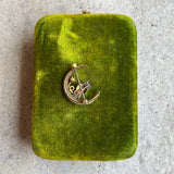 c. 1890s Crescent Moon Owl Brooch