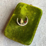 c. 1890s Crescent Moon Owl Brooch