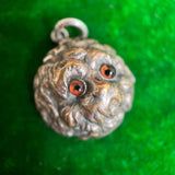 Antique Silver Plated Dog Charm | Victorian Edwardian Animal Jewelry