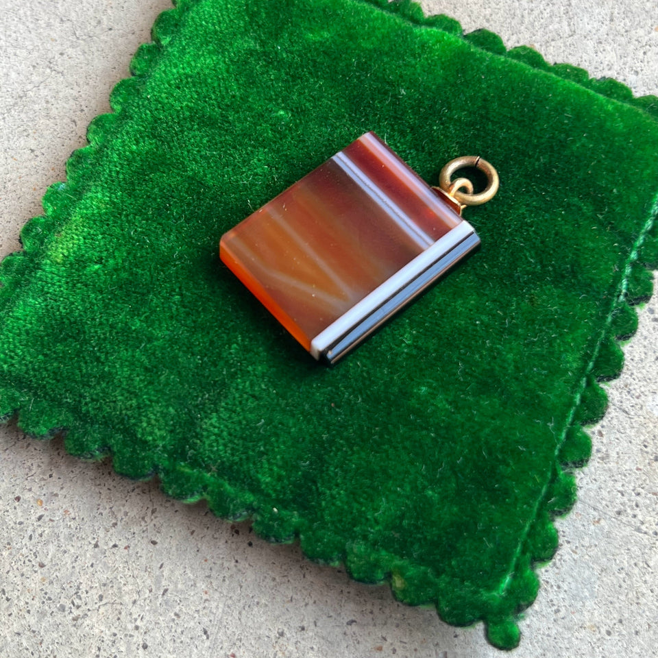 c. Mid-Late 19th Century Agate Book Pendant