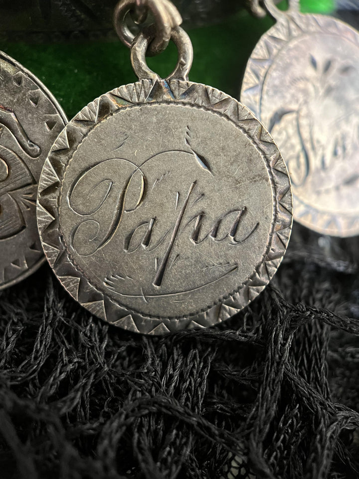Victorian Silver Love Token Bracelet | Antique 1880s Jewelry