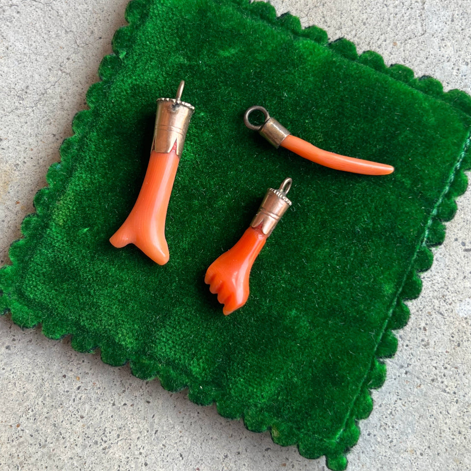 Trio of 19th c. Coral Charms