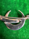 10k Gold Scottish Agate Crescent Moon Brooch | Antique Victorian Jewelry
