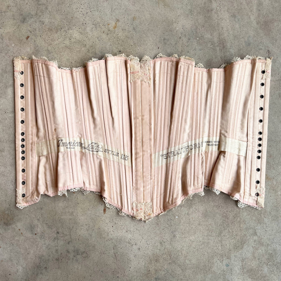 c. 1902 Pink Sateen Corset