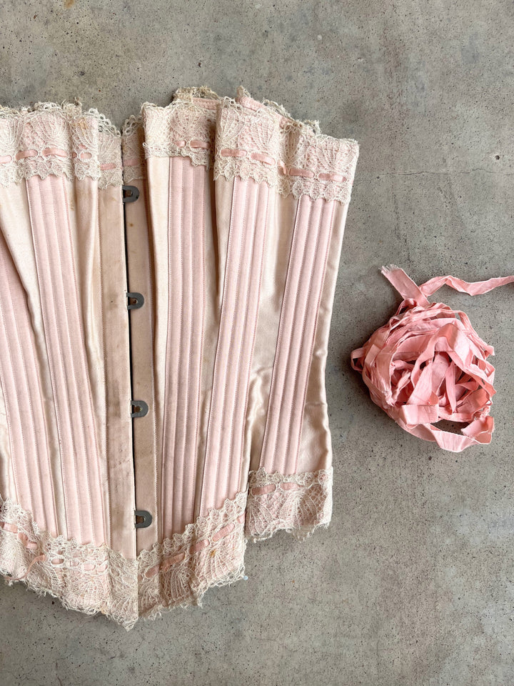 c. 1902 Pink Sateen Corset