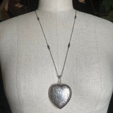 c. 1910s-1920s Sterling Silver Heart Compact Necklace