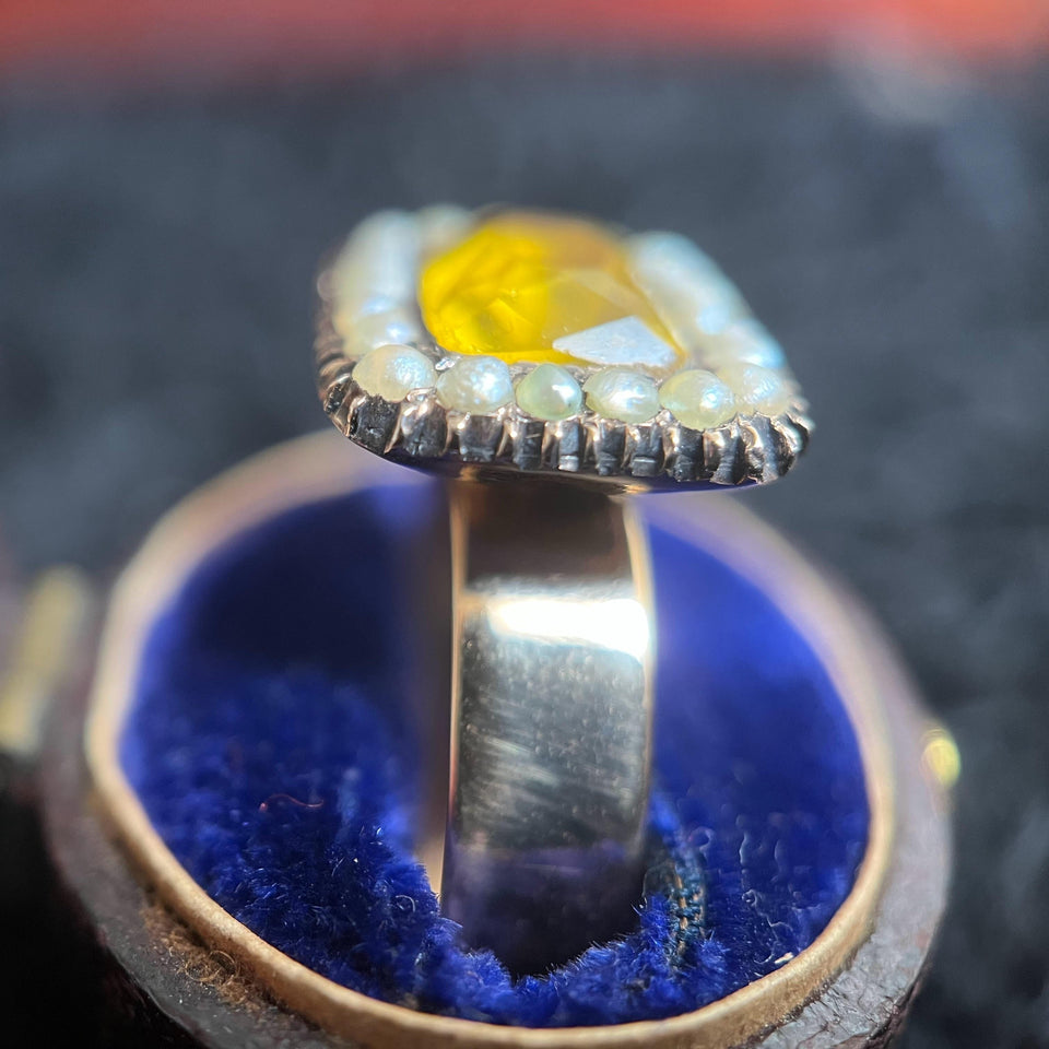 18k Gold Georgian Citrine Paste Conversion Ring | Engraved 'Mary'