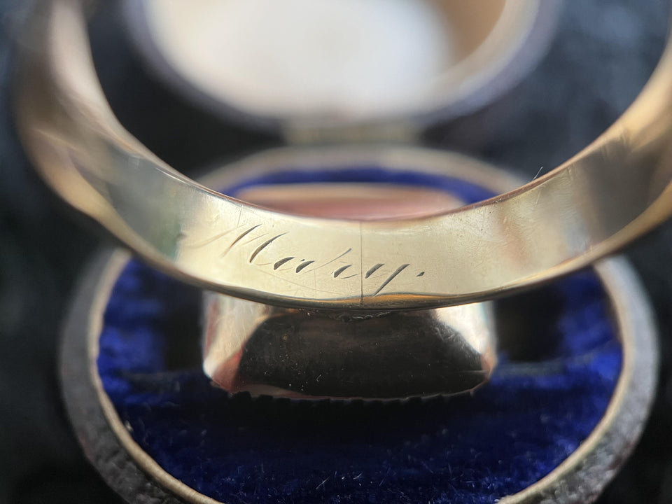 18k Gold Georgian Citrine Paste Conversion Ring | Engraved 'Mary'