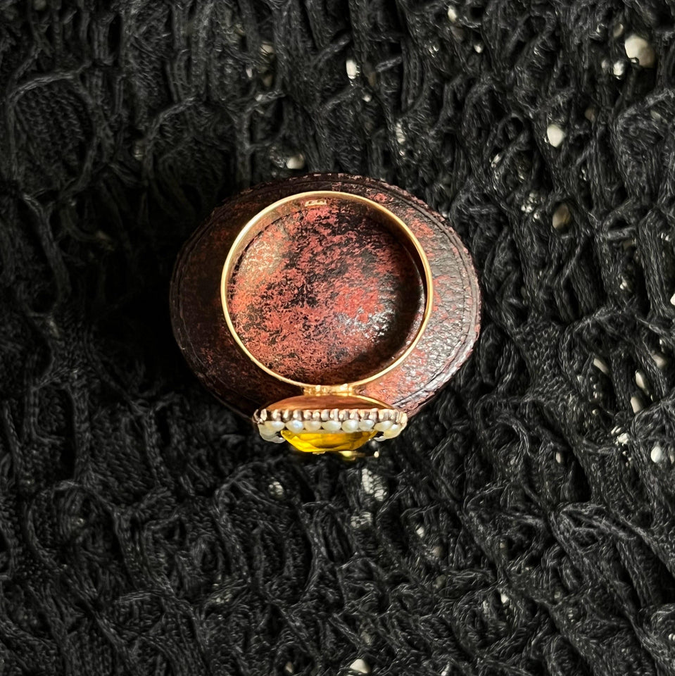 18k Gold Georgian Citrine Paste Conversion Ring | Engraved 'Mary'