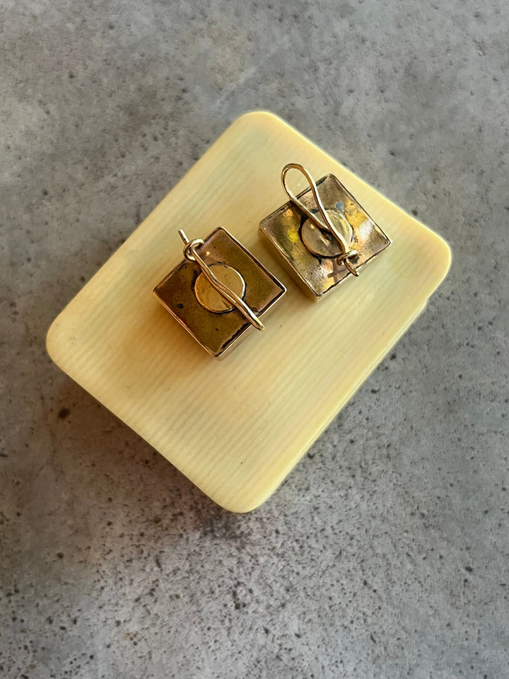 c. 1870s Gold Filled Carved Onyx Earrings
