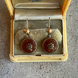 c. 1940s Carnelian Marcasite Flower Earrings