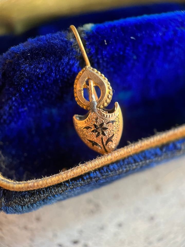 c. 1890s Taille d'Epargne Forget Me Not Earrings