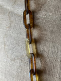 c. 1890s Faux Tortoise Shell Slide Locket + Chain