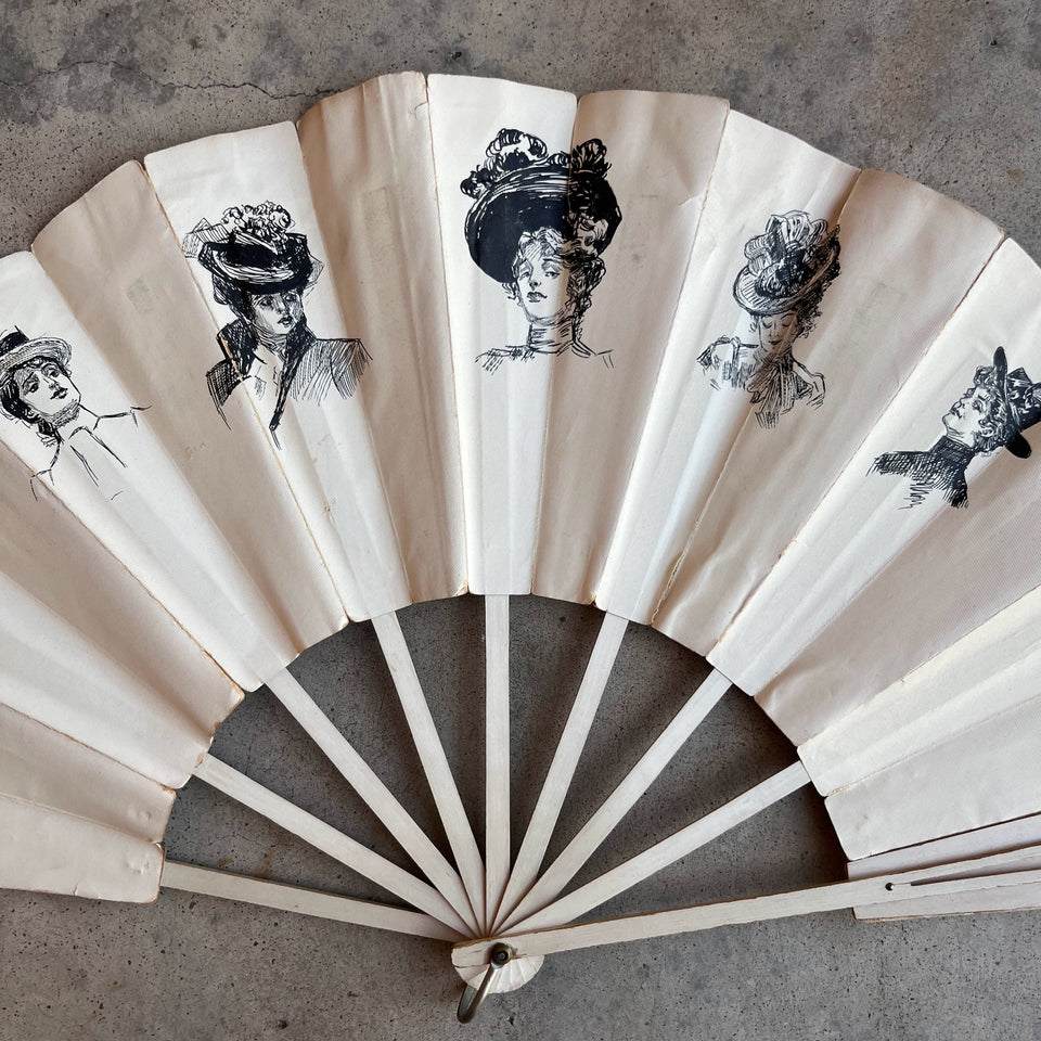c. 1890s-1900s "Gibson Girl" Fan | Original Artwork