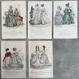 Lot of 11 1830s-1840s La Mode Fashion Plates