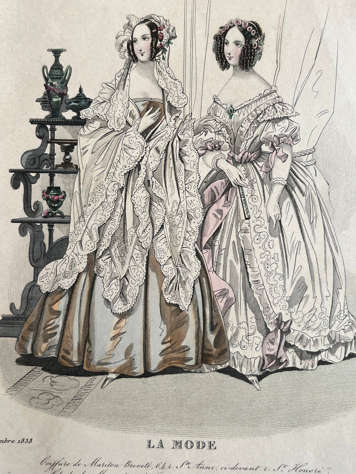 Lot of 11 1830s-1840s La Mode Fashion Plates