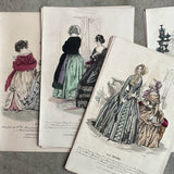 Lot of 11 1830s-1840s La Mode Fashion Plates