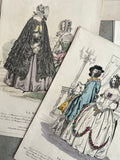 Lot of 11 1830s-1840s La Mode Fashion Plates
