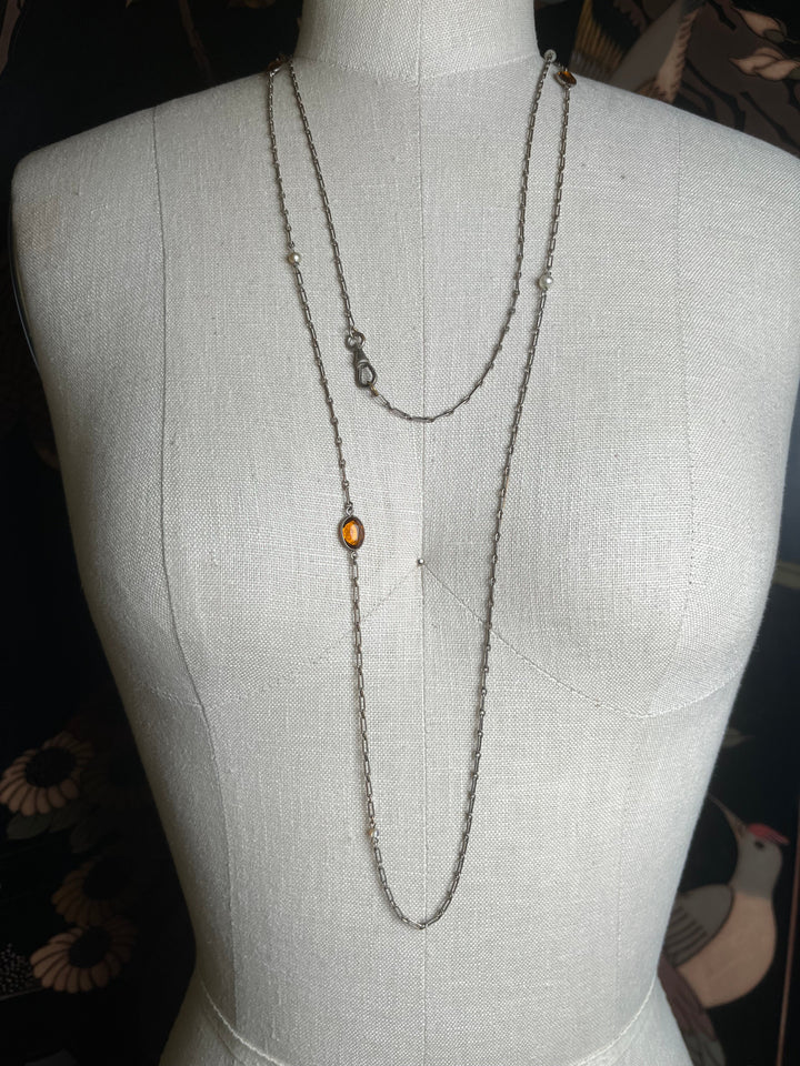 c. 1920s Silver Long Guard Chain