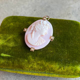 c. 1920s 10k Gold Angel Skin Coral Pendant + Brooch