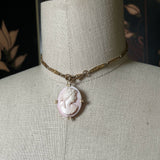 c. 1920s 10k Gold Angel Skin Coral Pendant + Brooch