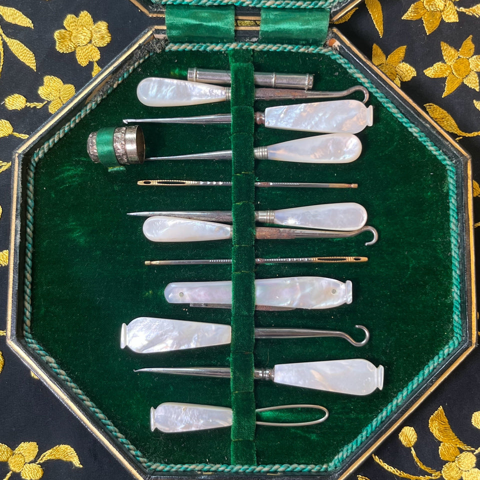 Victorian c. 1898 Sewing Kit in Box