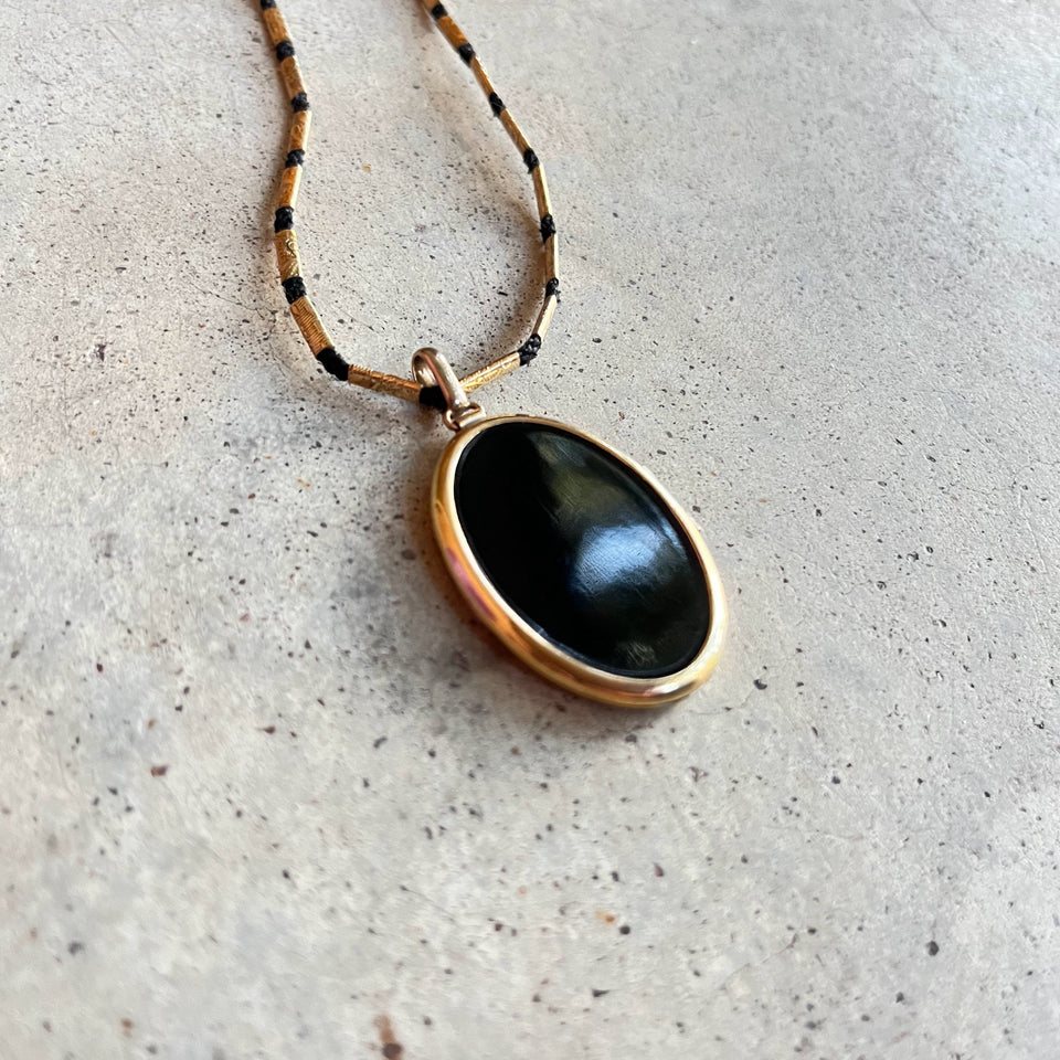 Early 20th c. Enamel Locket Necklace