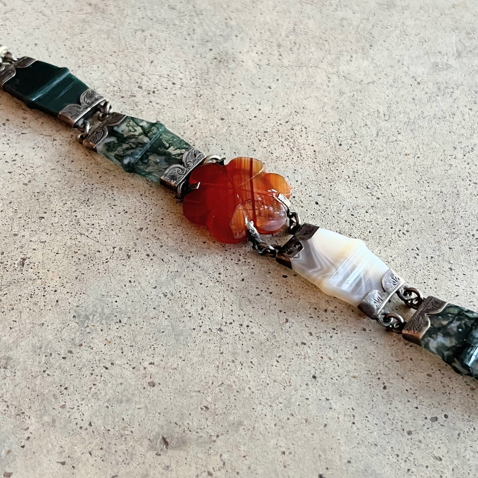 19th c. Silver Scottish Agate Bracelet
