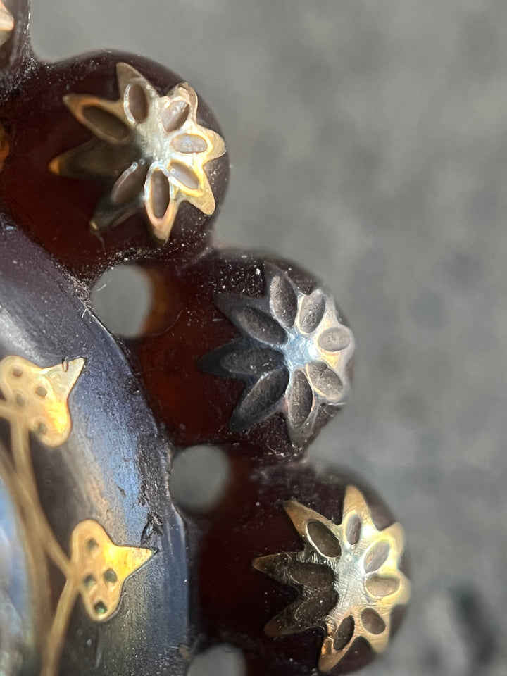 c. 1860s-1880s Pique Tortoise Shell Brooch