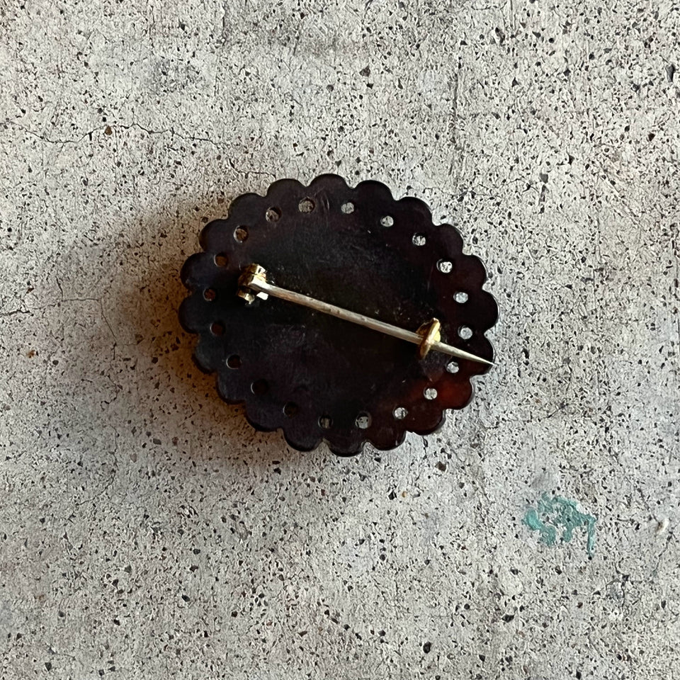 c. 1860s-1880s Pique Tortoise Shell Brooch