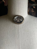 19th c. Hair Mourning Scene Brooch