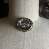 19th c. Hair Mourning Scene Brooch
