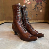 c. 1910s Louis Heel Brown Boots | Approx Sz 7-7.5