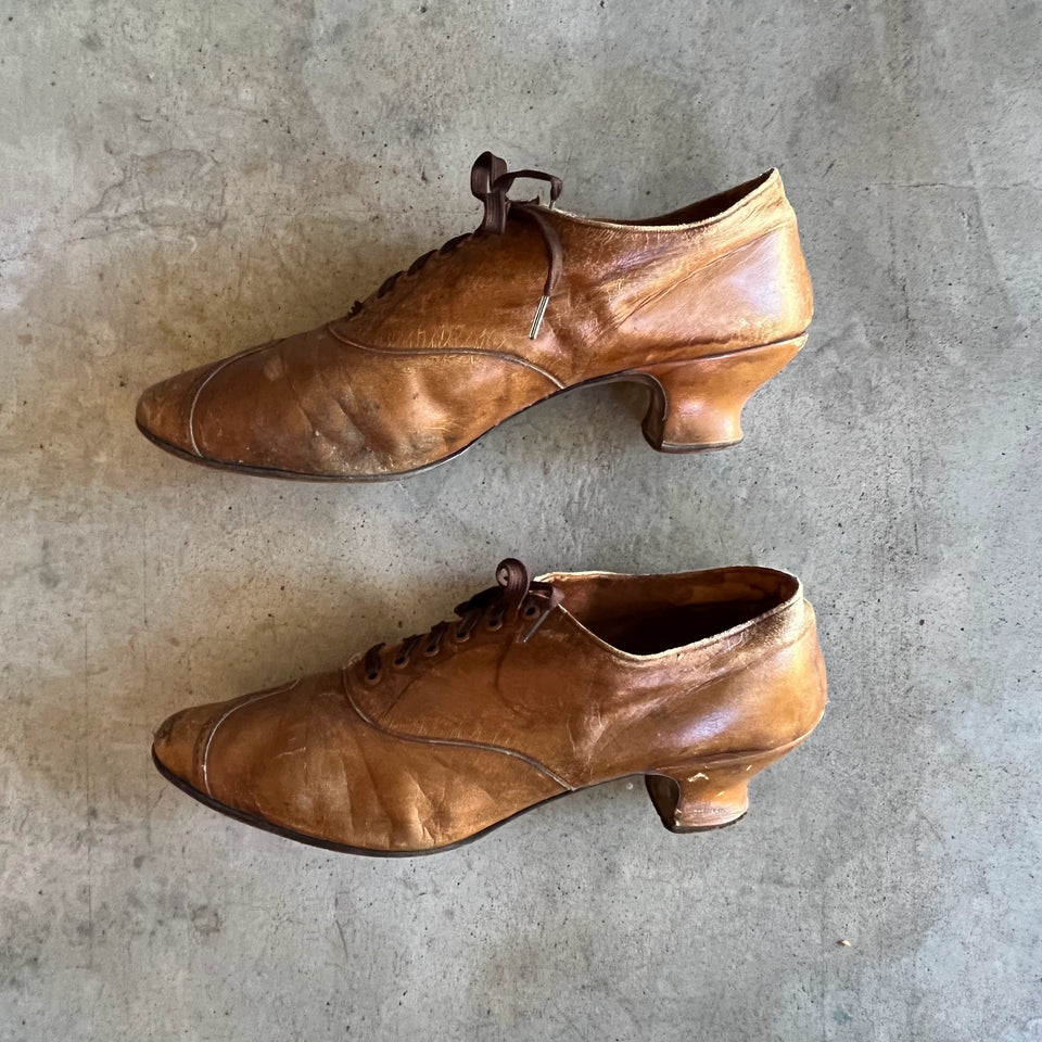 c. 1890s-1900s Brown Oxfords | Approx Sz 7