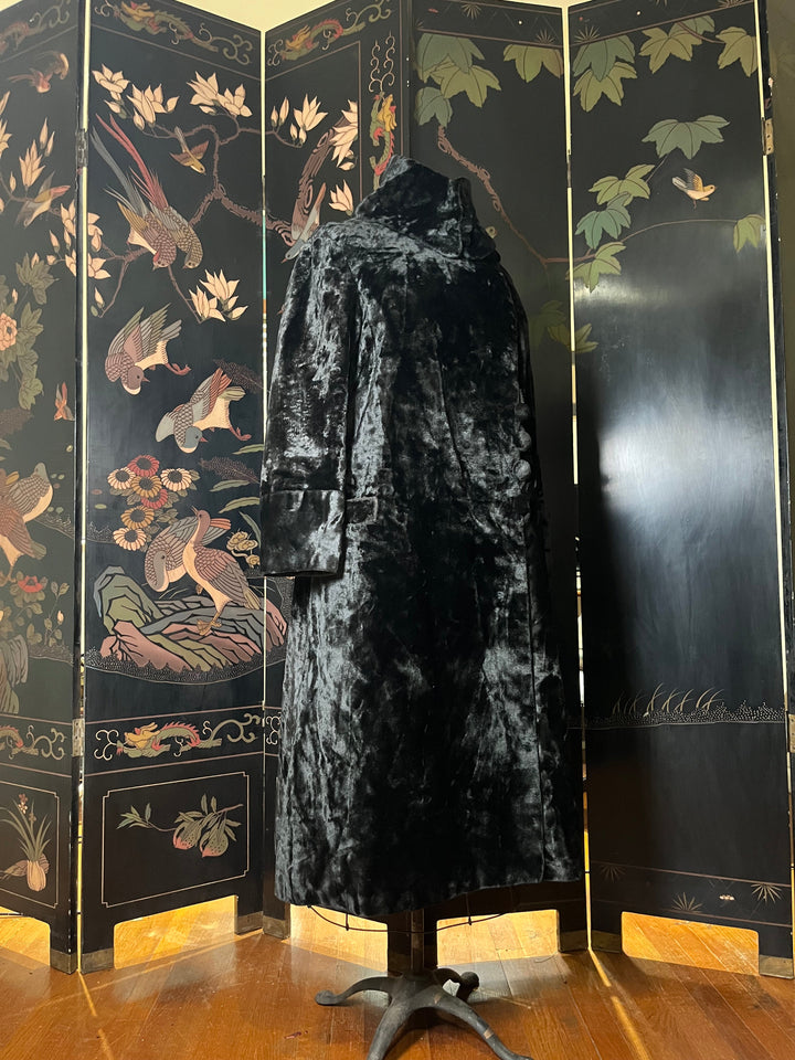 c. 1910s-1920s Faux Seal Plush Coat